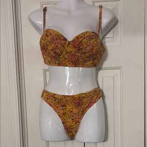 Lands' End Yellow and Orange Floral Bikini